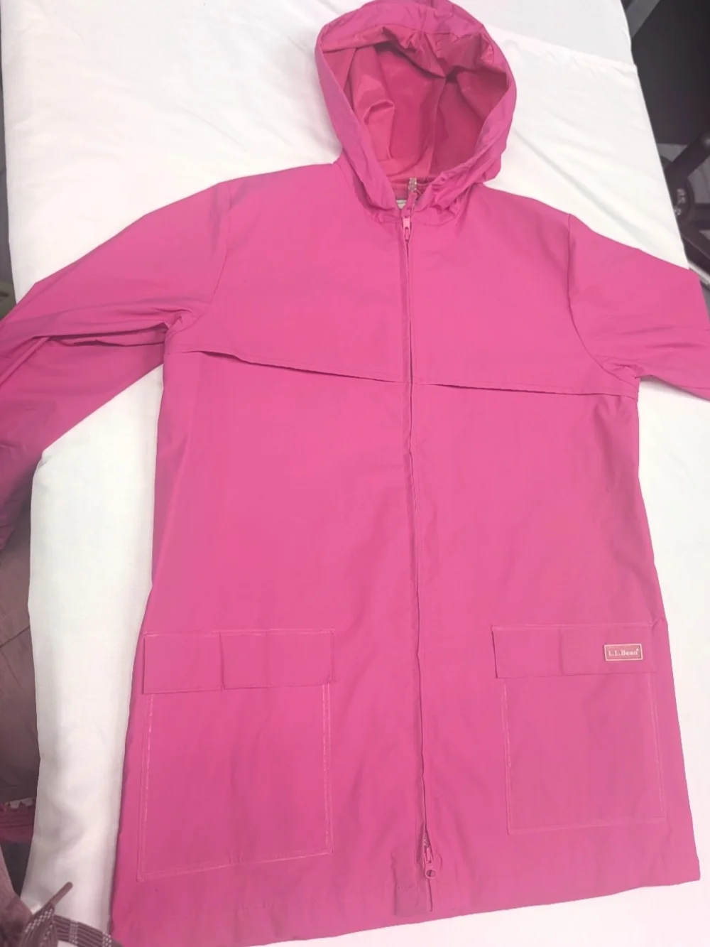 L.L. Bean Women’s Hooded Trench Coat - Bright Pink
